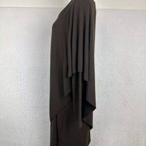 Soft Surroundings Marla Dress Size L Dark Brown Knit Lagenlook Draped MSRP $110